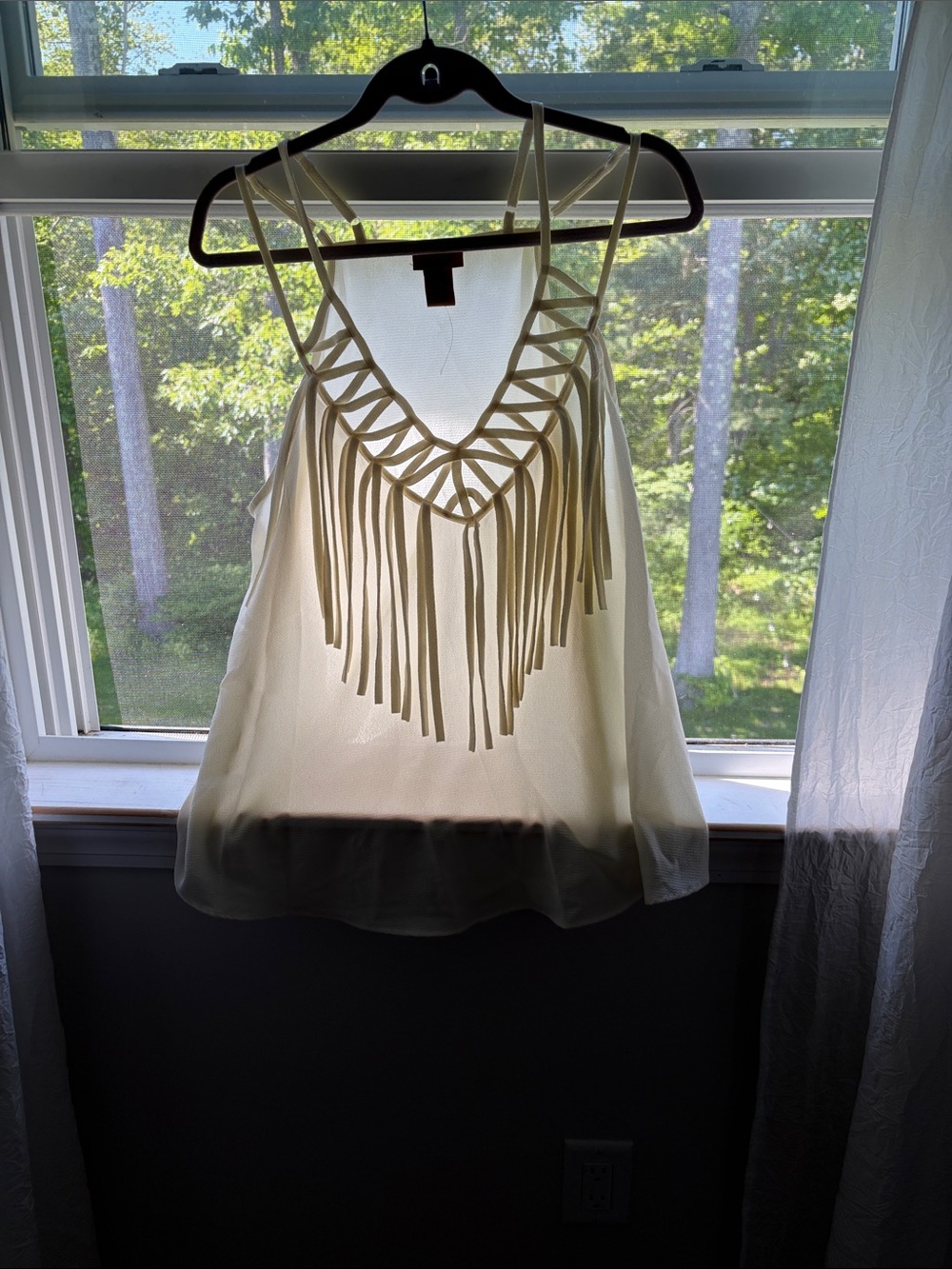 Wrangler Women's Cream Fringe Detail Tank Top size xxl